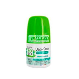 So'Bio Étic Desodorante Roll-On Frescor 24H Menta 50ml - Sin Alcohol y Sin Aluminio - Testado Dermatológicamente - Apto para Veganos