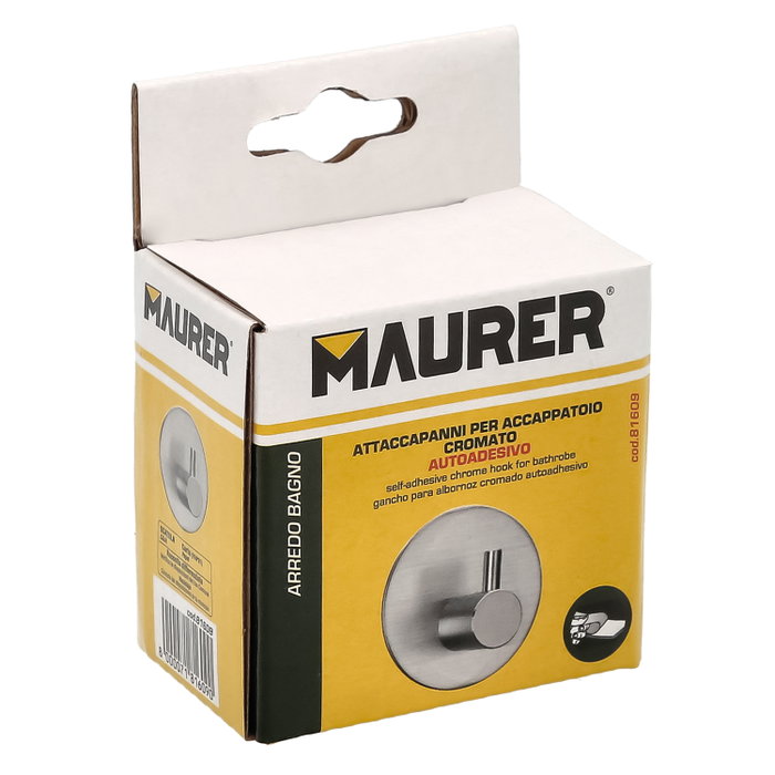 MAURER Gancho Colgador Autoadhesivo Inox con Acabado Cepillado
