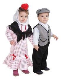 Creaciones Llopis Disfraz de Bebé Chulapa Coral Talla XS para Bebés hasta 18 Meses - Traje Tradicional Español para Niños