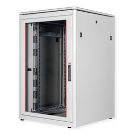 ROLINE 26.21.0051 Rack de 19 Pulgadas, Bastidor de Red de 22U, 800 x 800 mm, Gris Acero con Puertas de Vidrio, IP20, Capacidad 600 kg