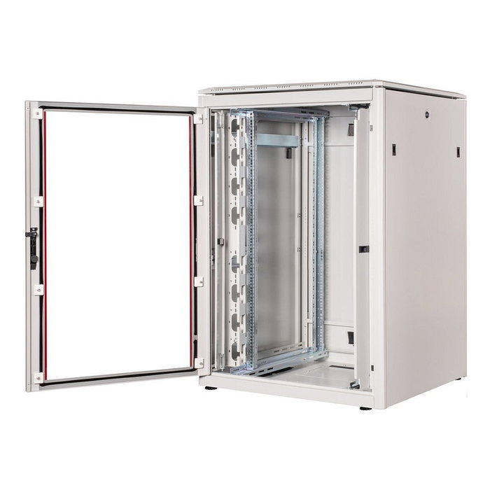 ROLINE 26.21.0051 Rack de 19 Pulgadas, Bastidor de Red de 22U, 800 x 800 mm, Gris Acero con Puertas de Vidrio, IP20, Capacidad 600 kg