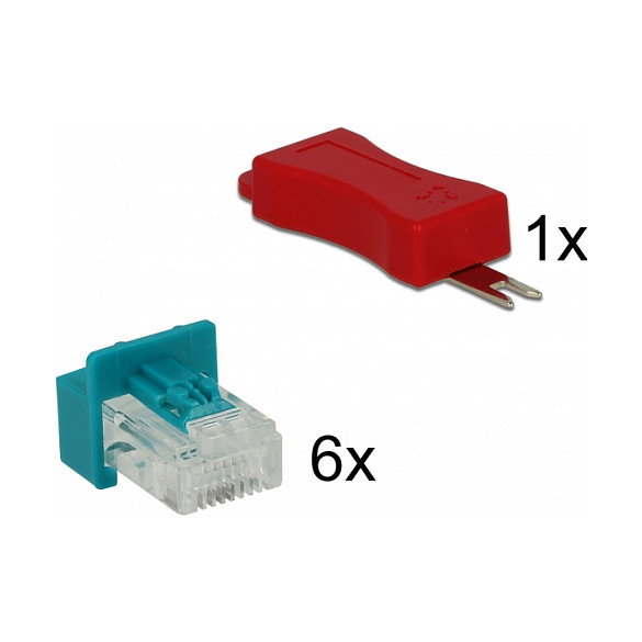 DeLOCK 86425 Set de 6 llaves de bloqueador de puerto RJ45 Rojo
