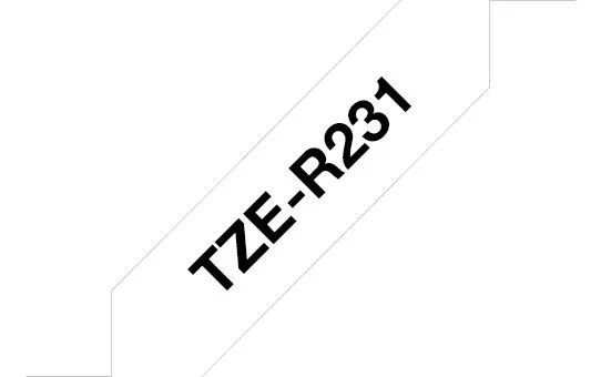 Brother TZE-R231 - Cinta de Etiquetas para Impresoras P-touch, Negro sobre Blanco, 1.2 cm x 4 m, Tipo TZe, Compatible con PT-D200, D450, D800, E550, H110, P300, P7 y Otros Modelos
