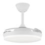 Cristalrecord Milky S Eco Ventilador de Techo con Luz LED 3CCT y Aspas Retráctiles, Blanco, Motor DC, 39W, 3822LM, Ø92 cm, Incluye Mando