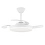 Cristalrecord Milky S Eco Ventilador de Techo con Luz LED 3CCT y Aspas Retráctiles, Blanco, Motor DC, 39W, 3822LM, Ø92 cm, Incluye Mando
