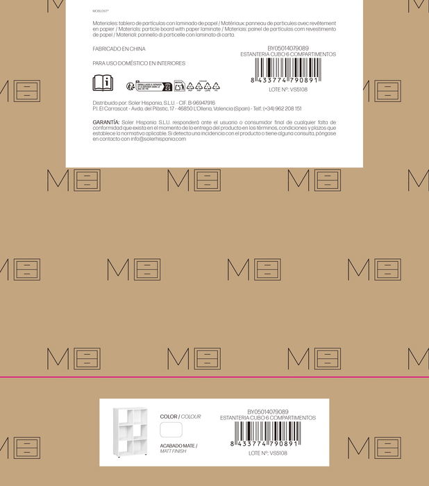 Inde Estantería Cubo con 6 Compartimentos, Mueble de Almacenaje, Medidas 61.2x29.7x91.2 cm, Peso 13.62 kg