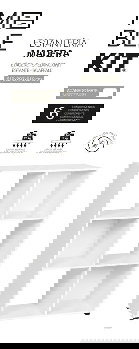 Inde Estantería Cubo con 6 Compartimentos, Mueble de Almacenaje, Medidas 61.2x29.7x91.2 cm, Peso 13.62 kg