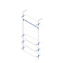Emuca Kit de soportes para 4 estantes de madera y 1 barra de colgar de longitud 1m Zero, Aluminio y Zamak y Plástico, Pintado color gris piedra