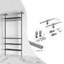 Emuca Kit de soportes para 4 estantes de madera y 1 barra de colgar de longitud 1m Zero, Aluminio y Zamak y Plástico, Pintado color gris piedra