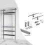 Emuca Kit de soportes para 4 estantes de madera y 1 barra de colgar de longitud 1m Zero, Aluminio y Zamak y Plástico, Pintado color gris piedra