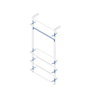 Emuca Kit de soportes para 4 estantes de madera y 1 barra de colgar de longitud 1m Zero, Aluminio y Zamak y Plástico, Pintado color gris piedra