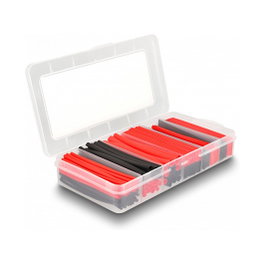 DeLOCK Caja de tubos termorretráctiles 196 piezas, Negro/Rojo, 2:1