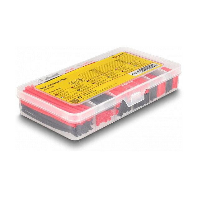 DeLOCK Caja de tubos termorretráctiles 196 piezas, Negro/Rojo, 2:1 DeLOCK Caja de tubos termorretráctiles 196 piezas, Negro/Rojo, 2:1