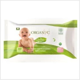 ORGANYC Toallitas Húmedas Bebé Algodón Orgánico 60 uds - Limpieza Diaria Suave para Piel Delicada, Sin Alcohol