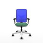 PIQUERAS Y CRESPO Silla de oficina Motilla con mecanismo Sincro, Verde esmeralda y Azul