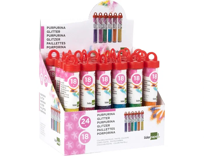 Liderpapel Purpurina Fantasía Colores Metálicos y Pasteles Bote de 18 g