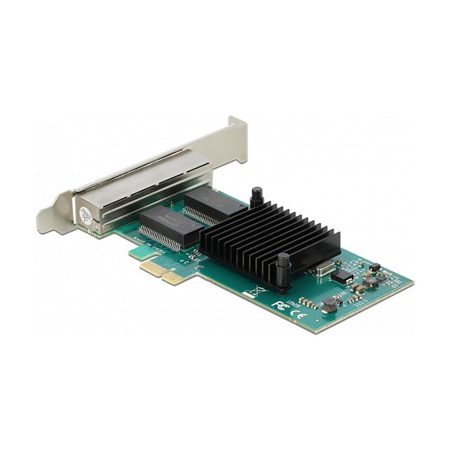 DeLOCK PCI Express x1 Tarjeta de Red 4 Puertos Gigabit LAN Intel I350, 4000 Mbit/s, PCIe 2.1, Controlador LAN para PC, Ethernet RJ45