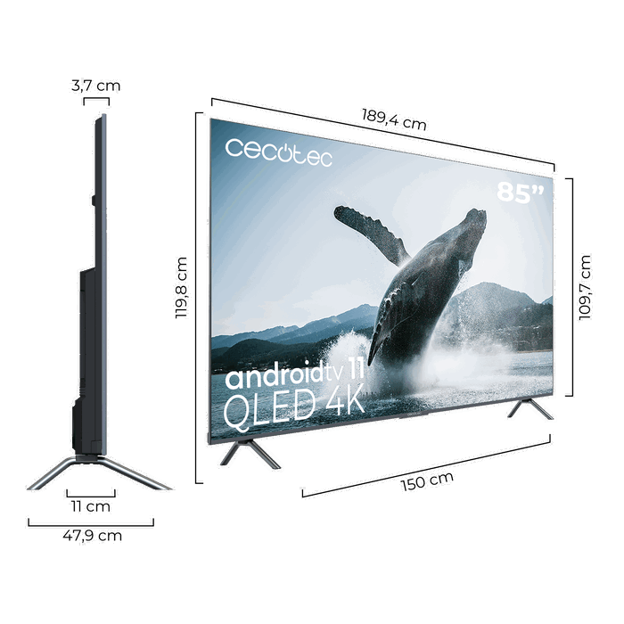 Cecotec TV QLED V3+ series VQU30085+S de 85 pulgadas 4K UHD Cecotec TV QLED V3+ series VQU30085+S de 85 pulgadas 4K UHD