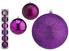 Krist+ Set 6 Bolas Navidad 12 cm Morado Surtido Plastico (Set de 6)