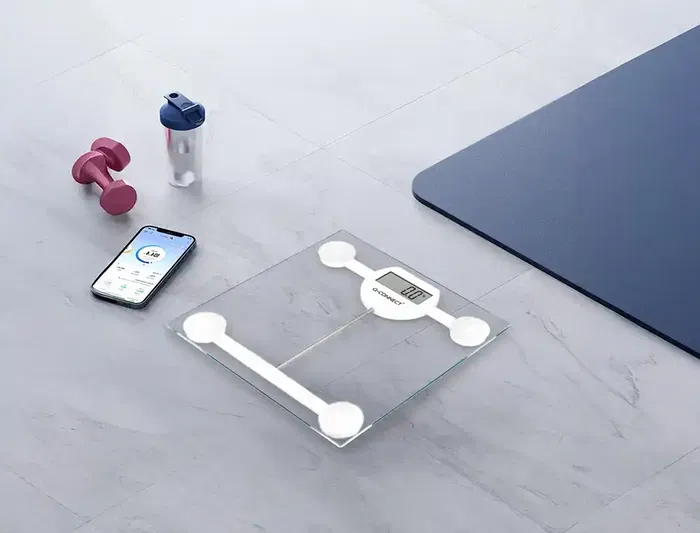 Q-connect Báscula de Baño Digital KF19060, Precisión 100g, Capacidad 180kg, Pantalla LCD, 300x300x22mm