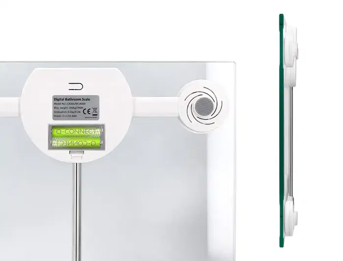 Q-connect Báscula de Baño Digital KF19060, Precisión 100g, Capacidad 180kg, Pantalla LCD, 300x300x22mm