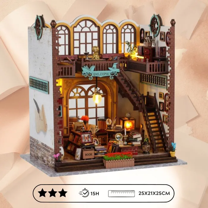 Creanook Kit DIY Book Nook para construir estantería sujetalibros decorativa 3D, 24 x 17 x132 cm