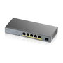 Zyxel GS1350-6HP-EU0101F Switch Gigabit Gestionado L2 con 5 Puertos PoE+ 60W, 1 SFP, Montaje Pared