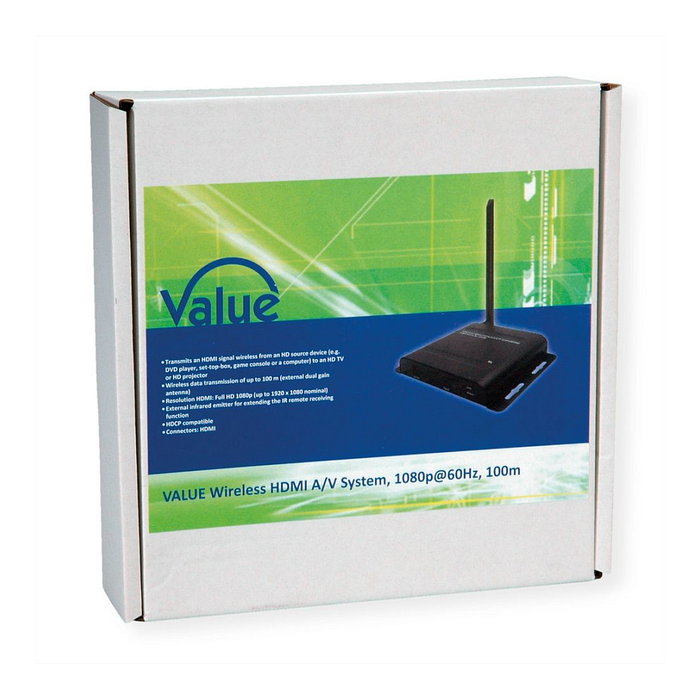 VALUE 14993413 - Sistema Inalámbrico HDMI Audio/Video, Transmisor y Receptor, 100 m, 2560x1440 (1440p), 60 Hz, HDCP, Negro
