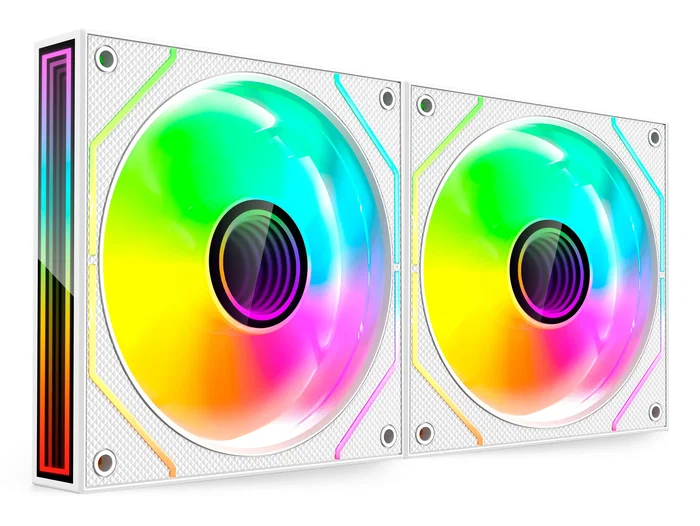 Mars Gaming Kit 2 Ventiladores ARGB MF-3DPROX2W 120mm, Blanco, PWM, Rodamiento FDB, Triple Infinity Mirror, 600-1600 RPM, Control Remoto, para PC Gaming