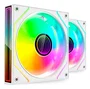 Mars Gaming Kit 2 Ventiladores ARGB MF-3DPROX2W 120mm, Blanco, PWM, Rodamiento FDB, Triple Infinity Mirror, 600-1600 RPM, Control Remoto, para PC Gaming