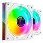 Mars Gaming Kit 2 Ventiladores ARGB MF-3DPROX2W 120mm, Blanco, PWM, Rodamiento FDB, Triple Infinity Mirror, 600-1600 RPM, Control Remoto, para PC Gaming
