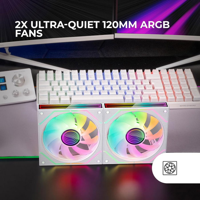Mars Gaming Kit 2 Ventiladores MF-3DPROX2 Blanco ARGB 120mm