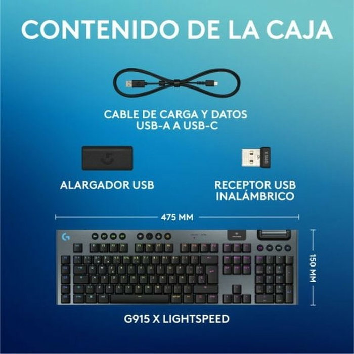 Logitech G915 X Lightspeed Perp Wrls G KB - Teclado Inalámbrico Negro, Español EMEA