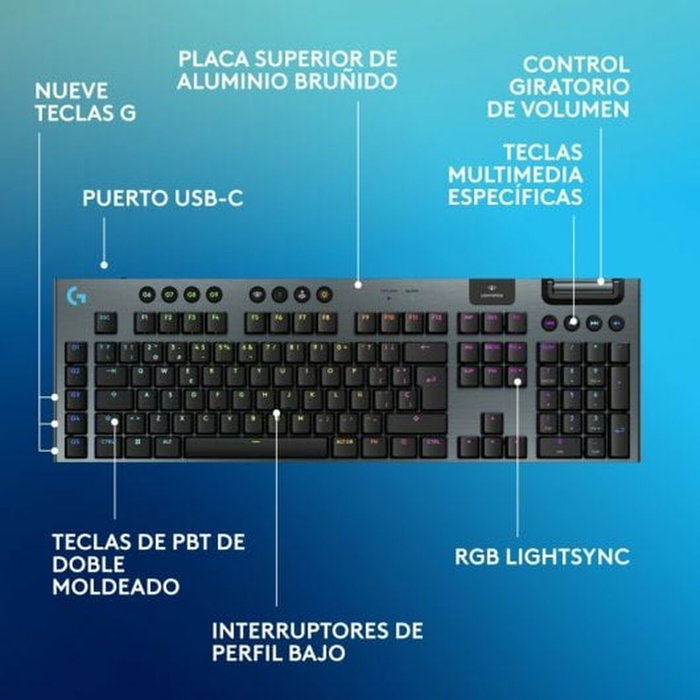 Logitech G915 X Lightspeed Perp Wrls G KB - Teclado Inalámbrico Negro, Español EMEA