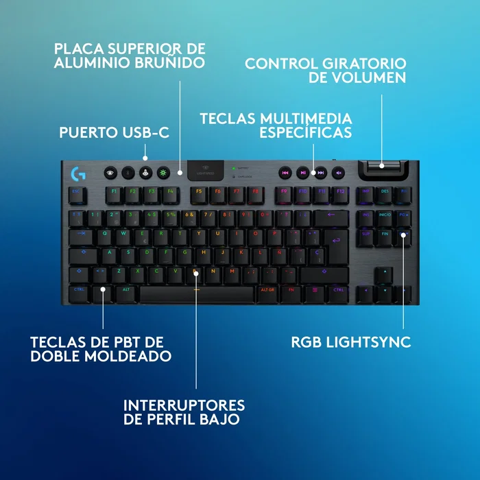 Logitech G G915 X LIGHTSPEED TKL Inalámbrico Negro Español Logitech G G915 X LIGHTSPEED TKL Inalámbrico Negro Español