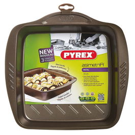 Fuente Cuadrada Acero Asimetria Pyrex® 24x24 cm