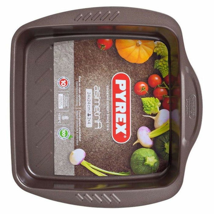 Pyrex® Fuente Cuadrada Acero Asimetria 24x24 cm Marrón