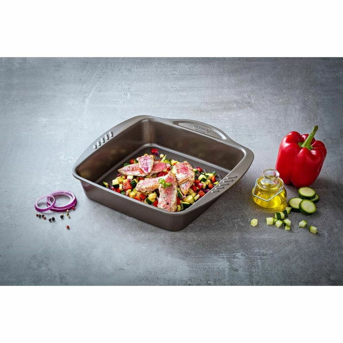 Pyrex® Fuente Cuadrada Acero Asimetria 24x24 cm Marrón