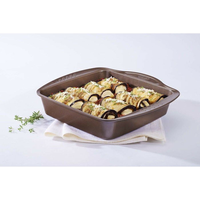 Pyrex® Fuente Cuadrada Acero Asimetria 24x24 cm Marrón