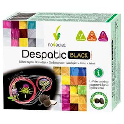 NOVADIET Despatick Black 60 Cápsulas | Complemento Alimenticio para Soporte Hepático con Desmodium, Cardo Mariano y Alcachofera NOVADIET Despatick Black 60 Cápsulas | Complemento Alimenticio para Soporte Hepático con Desmodium, Cardo Mariano y Alcachofera