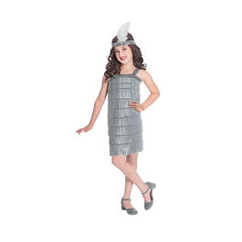Liragram Disfraz Infantil Silver Flapper Dress Gris 10-12 Años