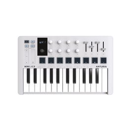 Arturia Minilab 3 Controlador MIDI USB Compacto Blanco con Pads RGB y Teclado Sensible