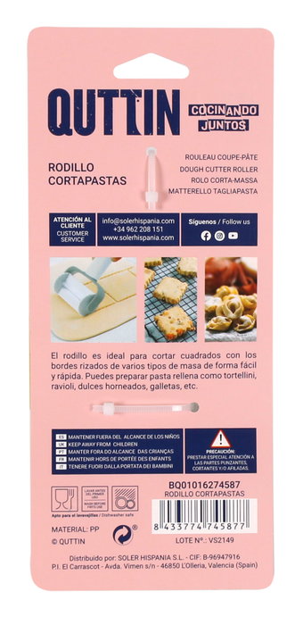 Quttin Rodillo Cortapastas Cuadrado Rizado para Repostería (24 Unidades) inevitable