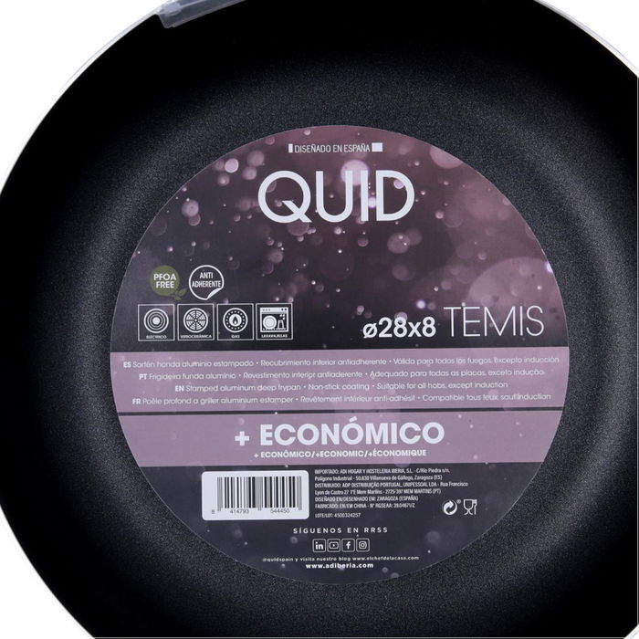 Sartén Honda de Aluminio Estampado Temis Quid 28x8,1 cm (6 Unidades)