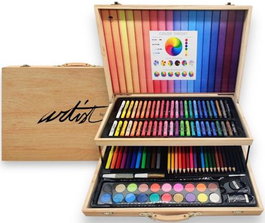 ARTIST BY ALEX BOG Maleta madera 2 pisos Art Studio Artist con 106 piezas