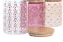 DKD Home Decor Bote Scandi Rosa Blanco Borosilicato Bambú 10 x 12.5 x 10 cm (12 Unidades) Cierre Hermético Apto Microondas Lavavajillas