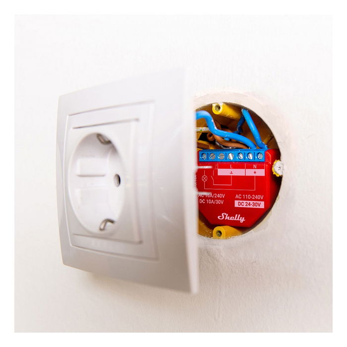 Shelly Plus 1PM Interruptor Inteligente WLAN 16A Medición BT Unterputz