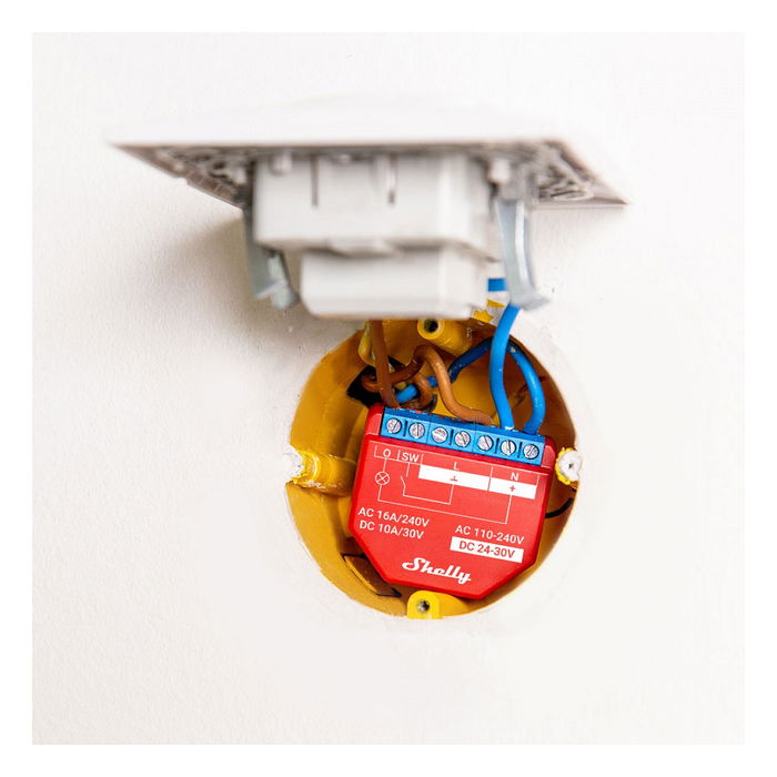 Shelly Plus 1PM Interruptor Inteligente WLAN 16A Medición BT Unterputz
