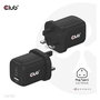 Club 3D GmbH Cargador GaN 65W PD 3.0 con 2 Puertos USB-C y 1 USB-A para Viaje, Teléfono Móvil y Portátil, Negro