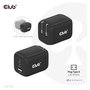 Club 3D GmbH Cargador GaN 65W PD 3.0 con 2 Puertos USB-C y 1 USB-A para Viaje, Teléfono Móvil y Portátil, Negro